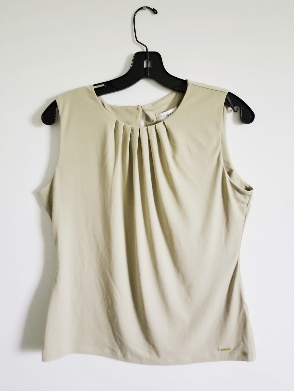 Calvin Klein Tan Pleated Sleeveless Top